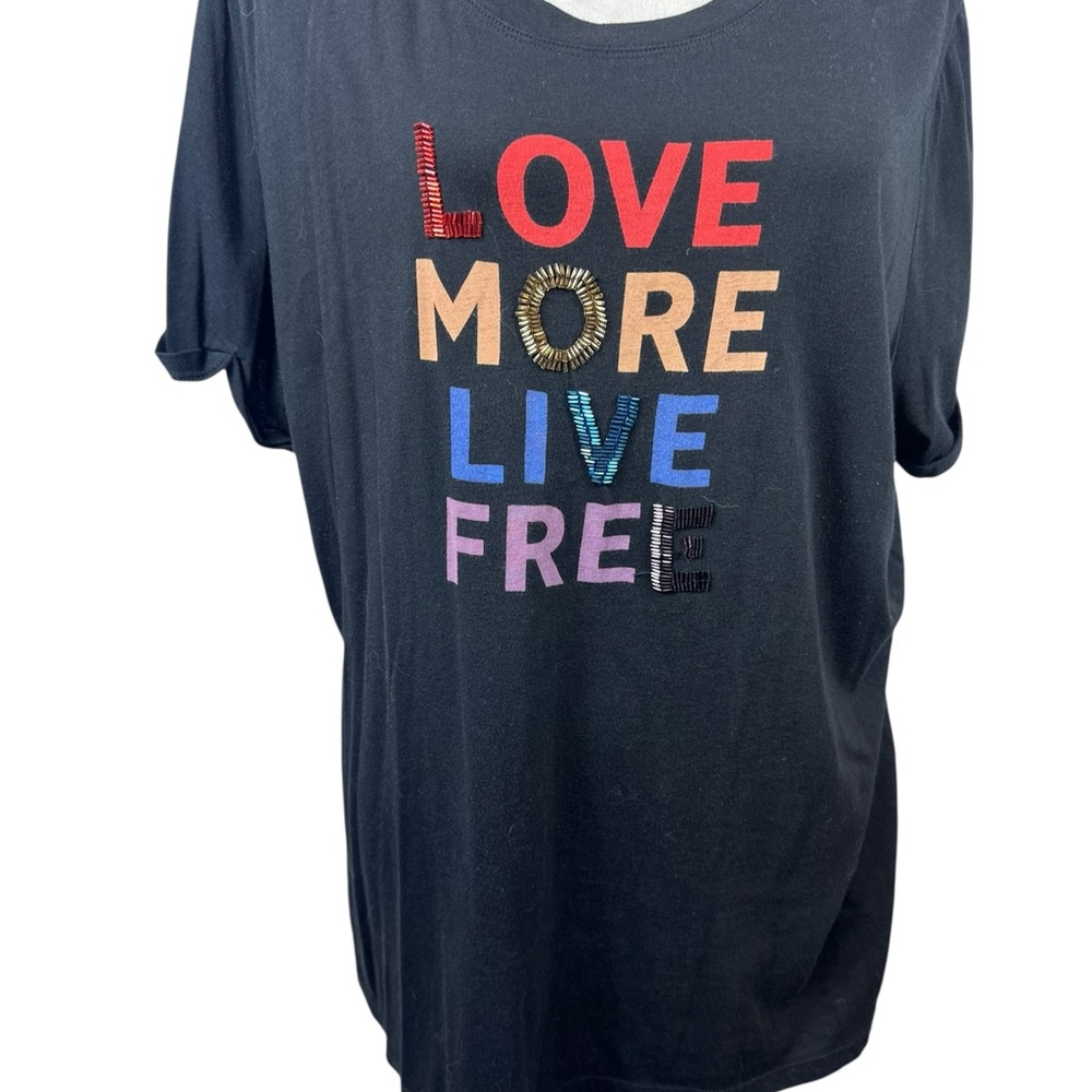 Torrid Love more Live free Pride collection Beaded Rainbow T-shirt size 2-2X - Picture 2 of 10